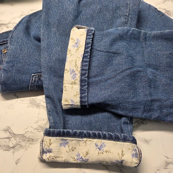 Vintage L.L. Bean 14 Medium Wash Denim Blue Lined Relaxed Fit Straight Leg Jeans - Picture 9 of 12